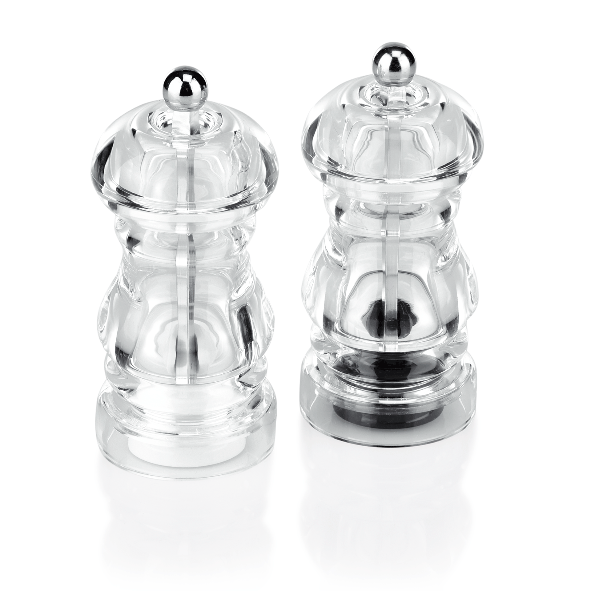 Salz-/Pfeffermühlen Set, Ø 5,5 cm, Höhe 13 cm, Edelstahl, Keramik, Acryl 