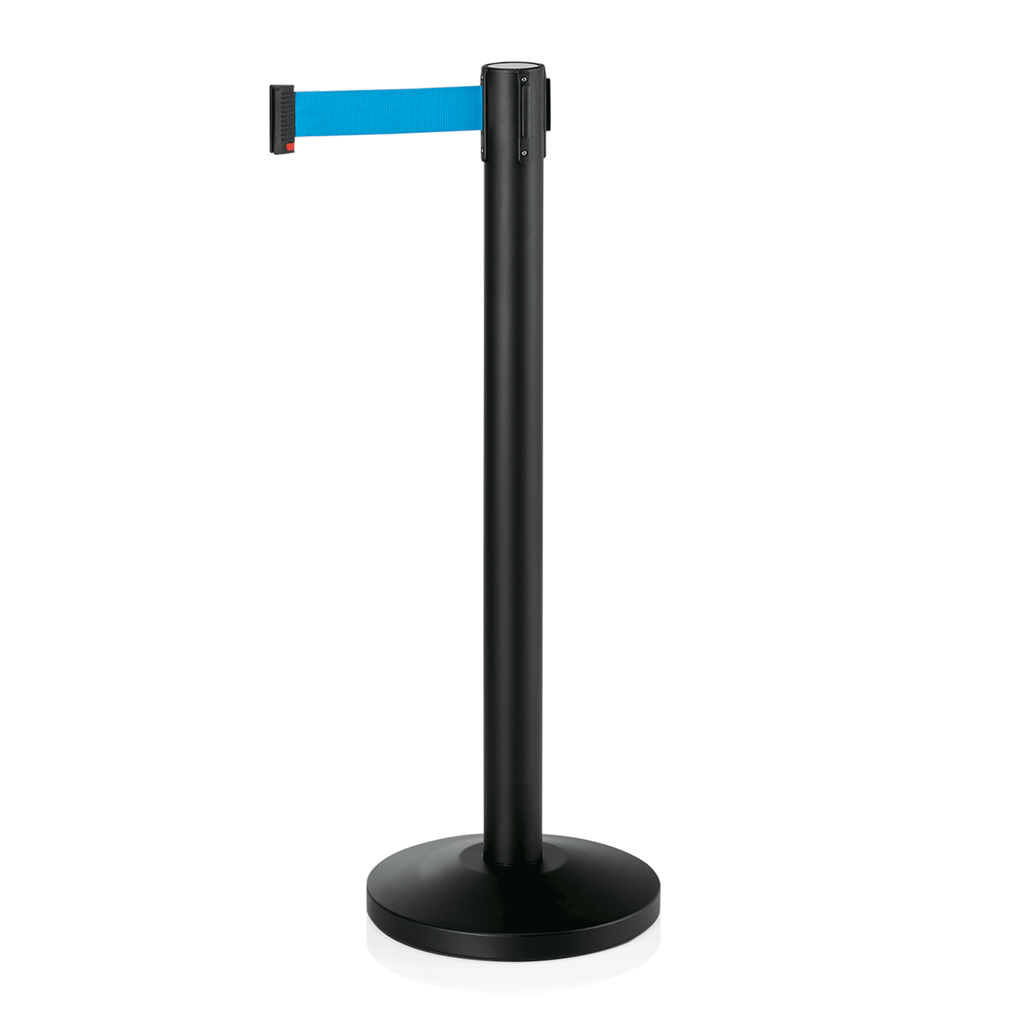 Abgrenzungspfosten Lightflex, schwarz, 200 cm,blaues Gurtband, pulverbeschichtet, Polyesterfaser, Set á 2 Stück, Stahl