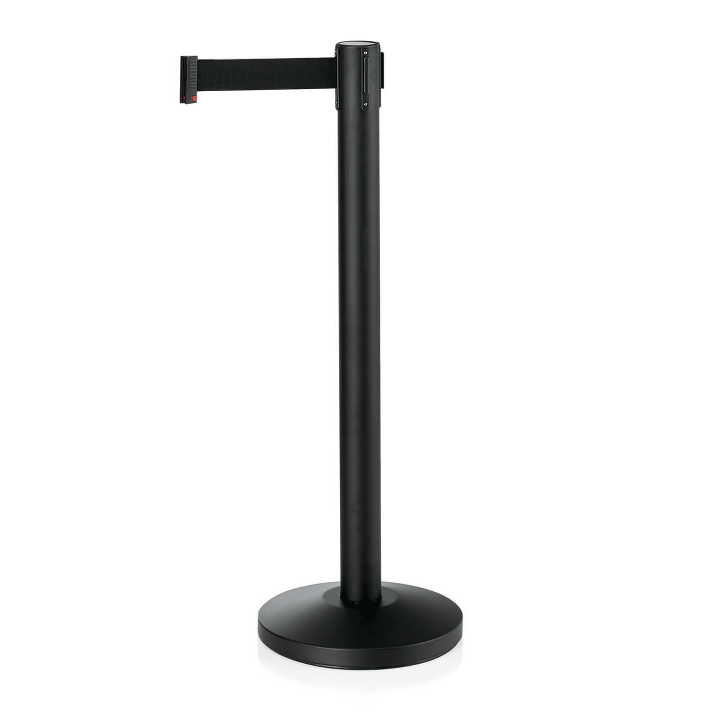 Abgrenzungspfosten Lightflex, schwarz, 200 cm, schwarzes Gurtband, pulverbeschichtet, Polyesterfaser, Set á 2 Stück, Stahl