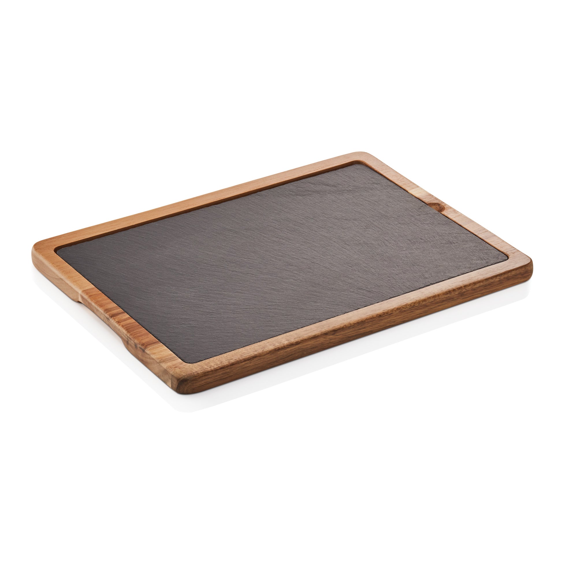 Servierbrett Slate & Serve, 33 x 23 x 1,5 cm, Akazienholz, Schiefer 