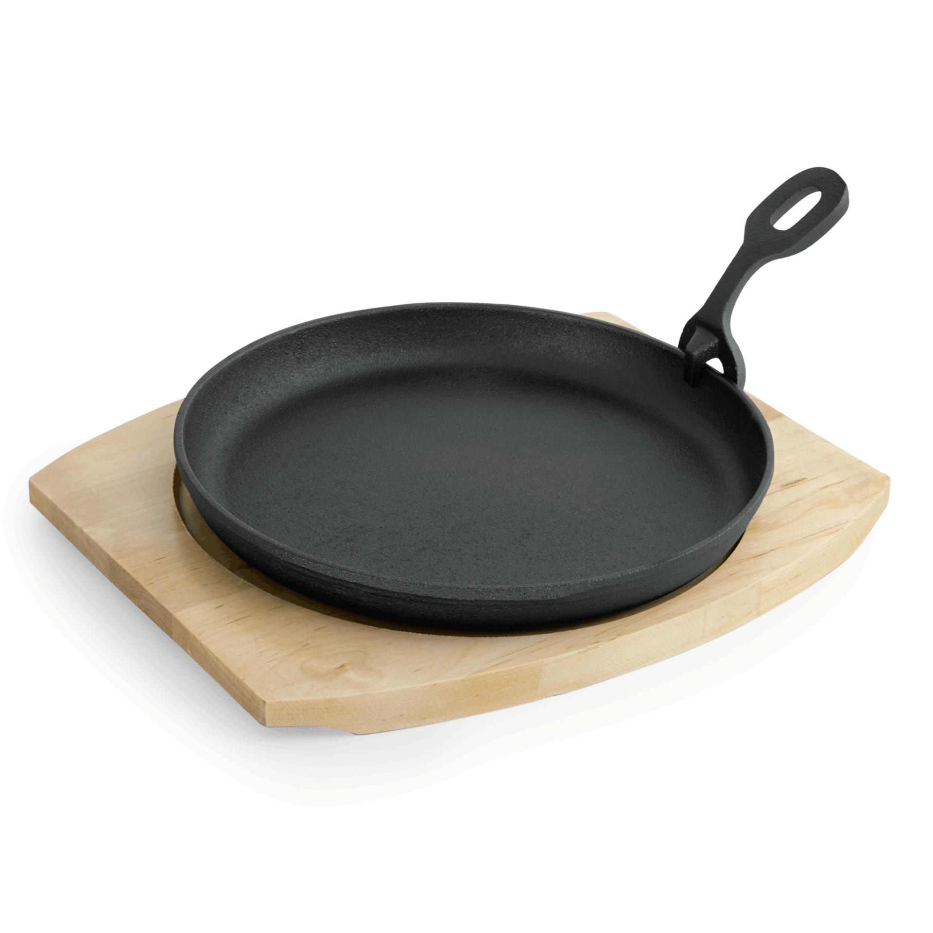Servierpfanne Iron Dining, mit Holzuntersetzer, Ø 22 cm, Höhe 2,5 cm, Gusseisen, Holz 