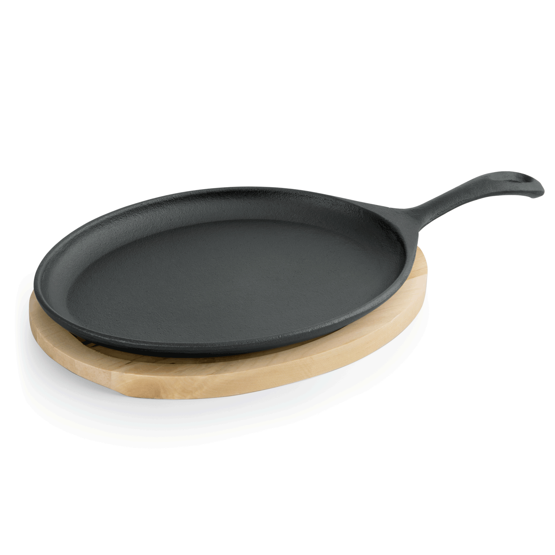 Servierpfanne Iron Dining, mit Holzuntersetzer, 25 x 18,5 x 2 cm, Gusseisen, Holz 