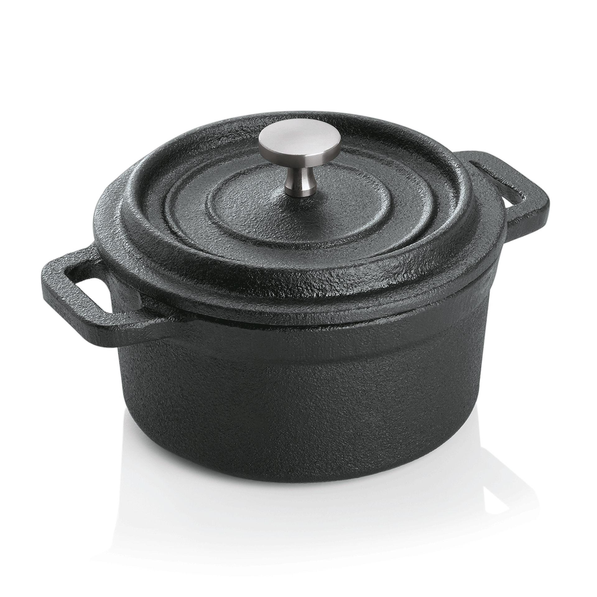Cocotte, Ø 10 cm, Höhe 6 cm, schwarz, Gusseisen, Edelstahl 