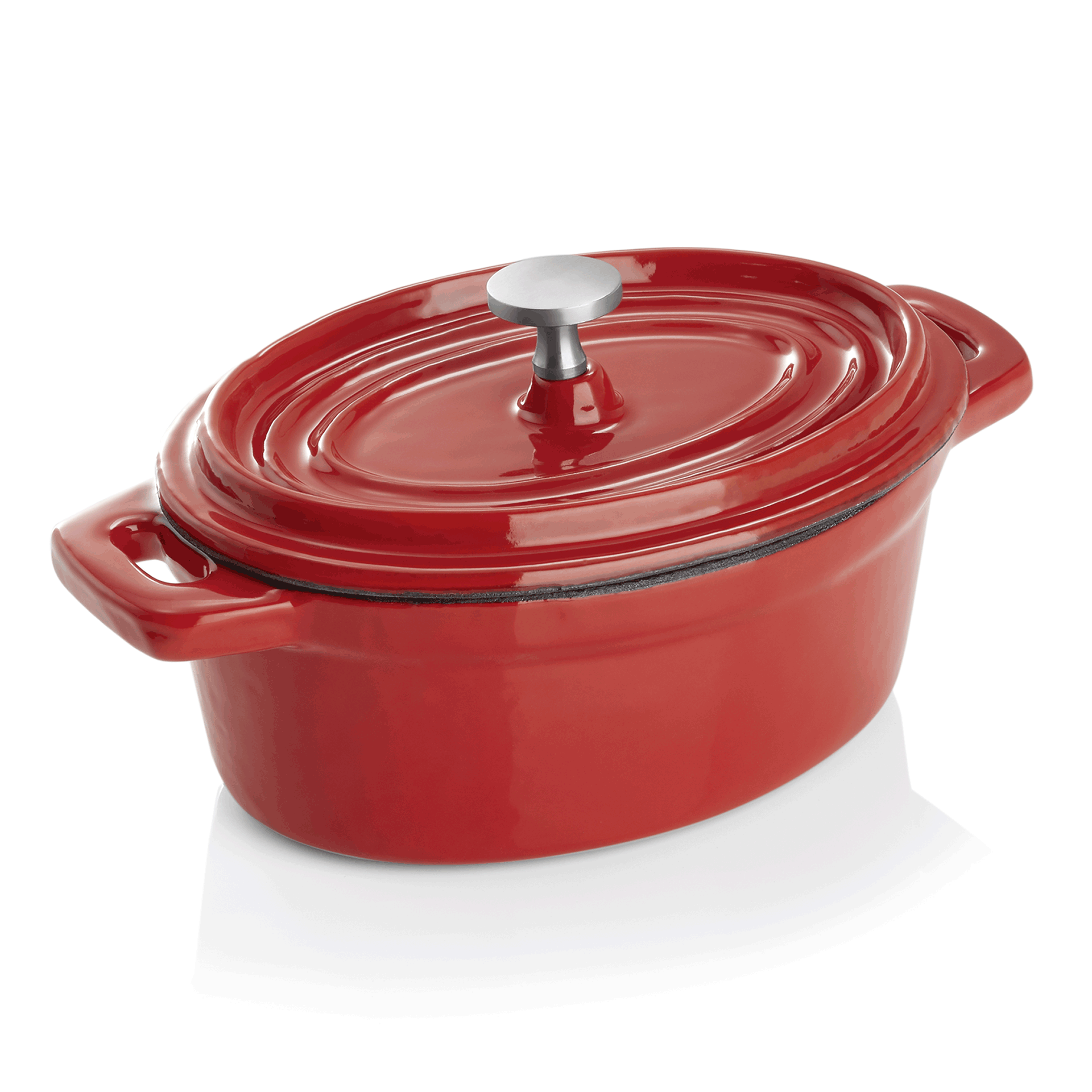 Cocotte, 12,5 x 9,5 x 6,5 cm, rot, Gusseisen, Edelstahl, emailliert 