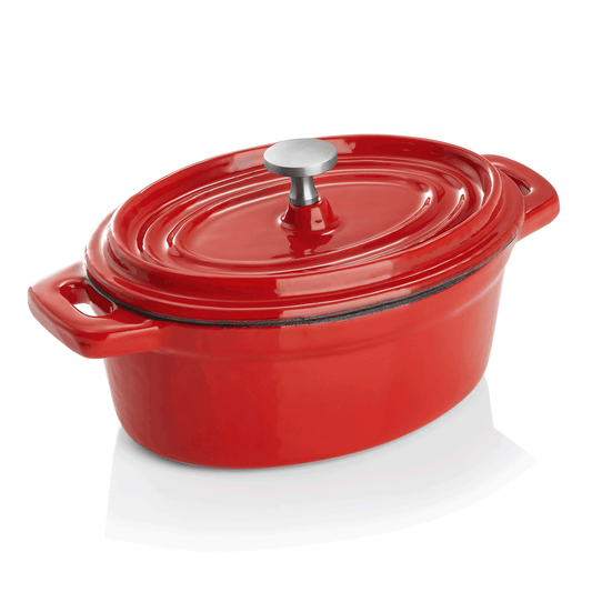 Cocotte, 12,5 x 9,5 x 6,5 cm, rot, Gusseisen, Edelstahl, emailliert 