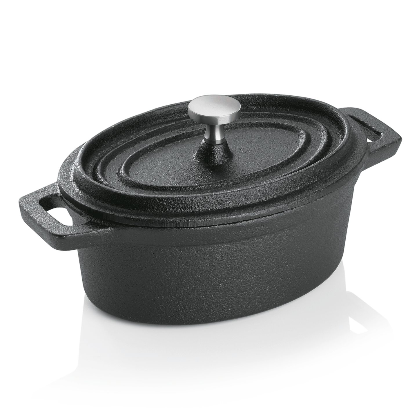 Cocotte, 12,5 x 9,5 x 6,5 cm, schwarz, Gusseisen, Edelstahl 