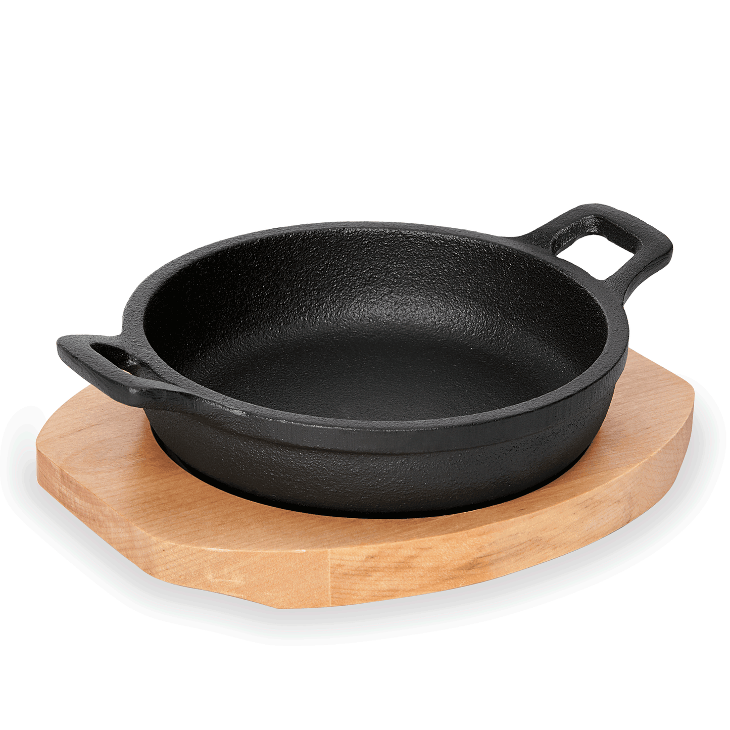 Servierpfanne Iron Dining, mit Holzuntersetzer, Ø 18 cm, Höhe 4 cm, Gusseisen, Holz 