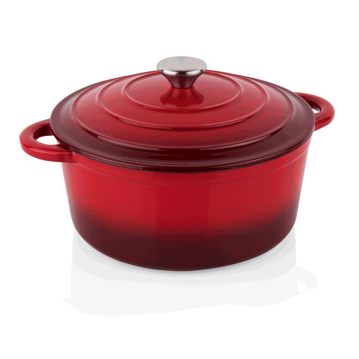 Topf, Ø 26 cm, Höhe 12 cm, rot, Gusseisen, Edelstahl, emailliert 