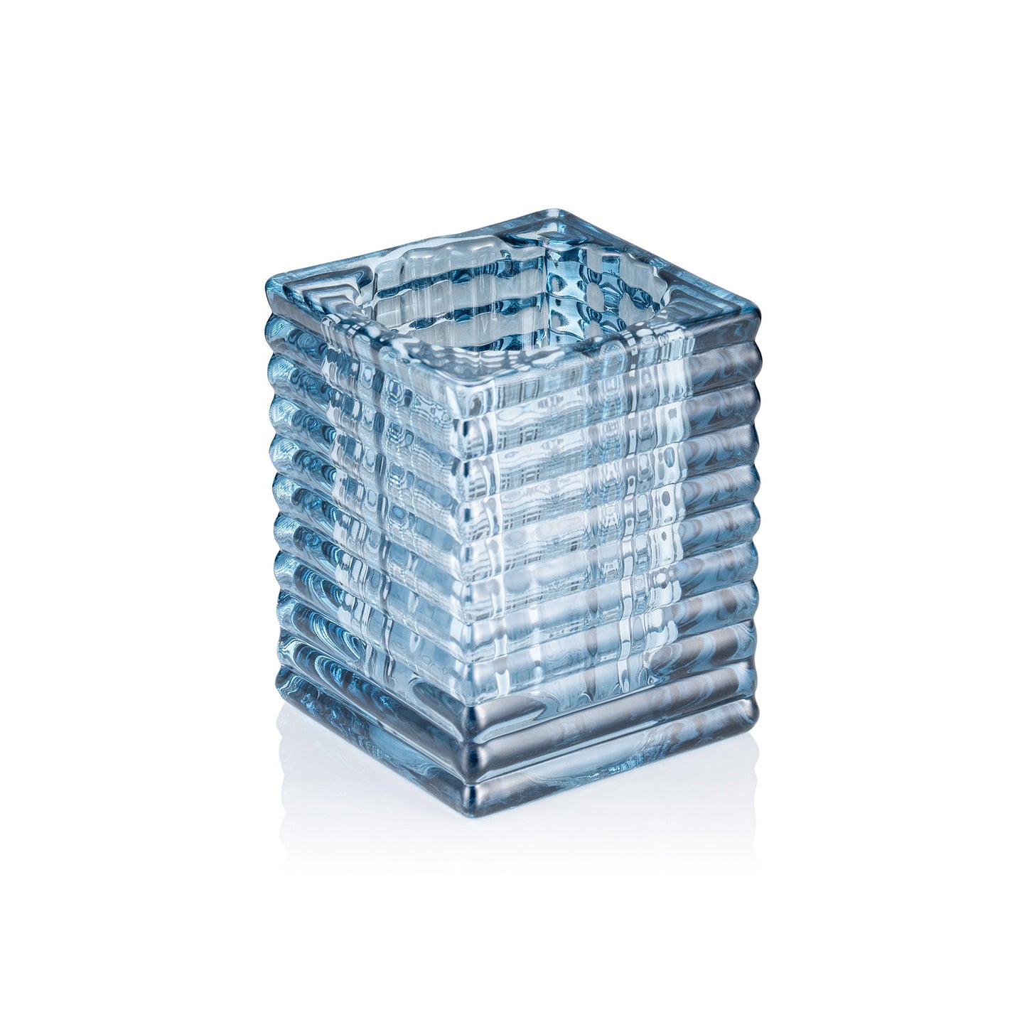 Cube Steel Blue YUYU, 7,5 x 7,5 x 9,5 cm, Glas  