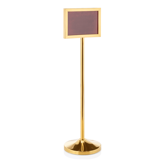 Info-Ständer, 109 cm, DIN A4 Format quer, goldfarben, Chromnickelstahl 