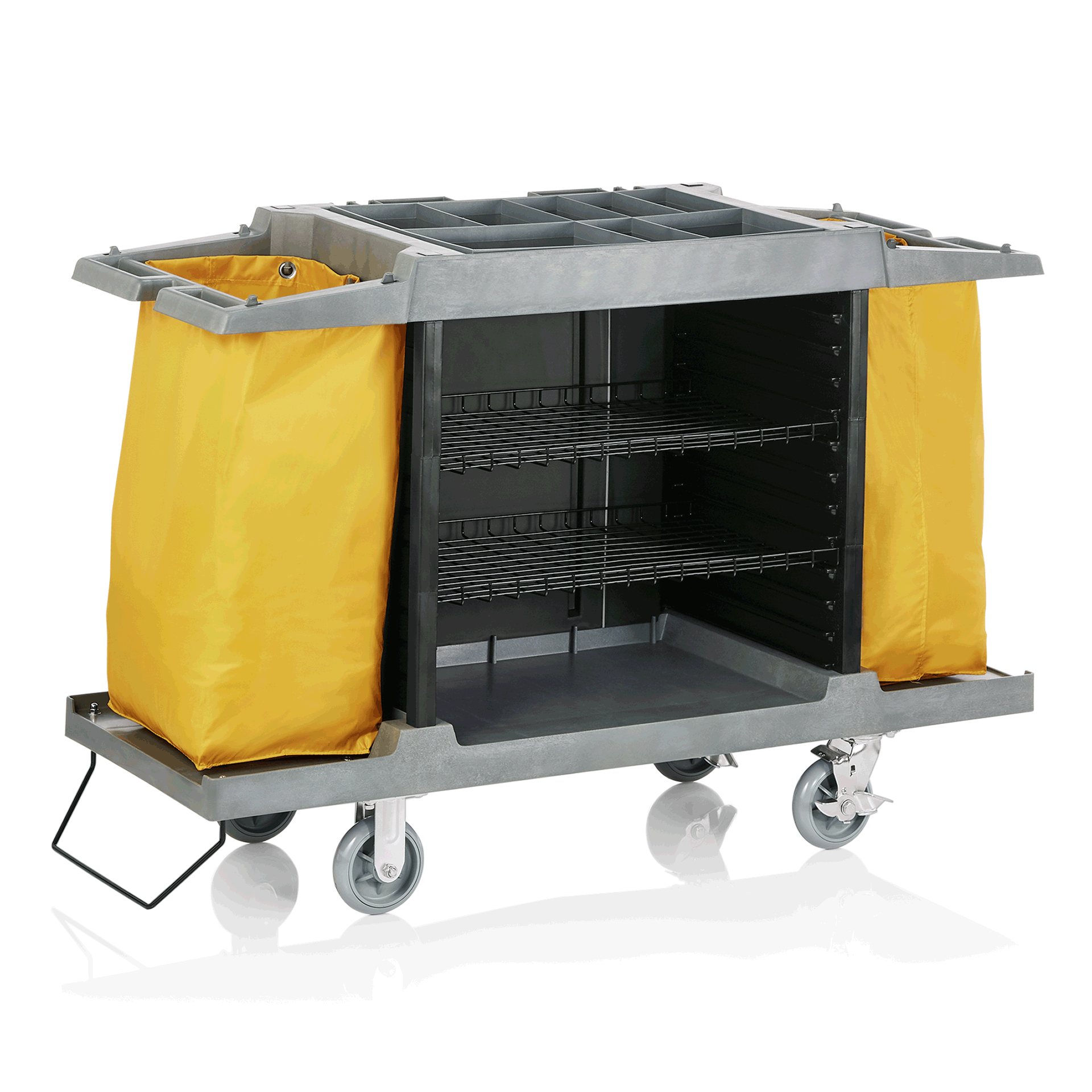 Zimmerservicewagen, 150 x 54 x 100 cm, gelb, Kunststoff, PVC, Polyesterfaserstoff 