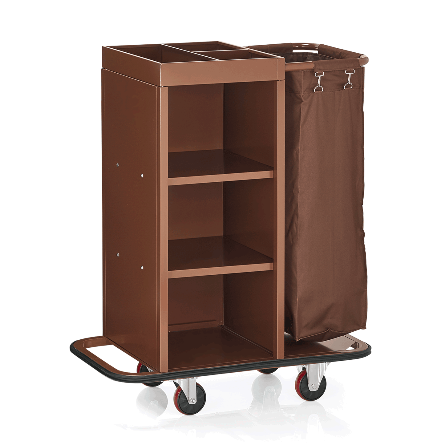 Zimmerservicewagen, 85 x 45 x 106 cm, braun, Stahl, Polyesterfaserstoff 