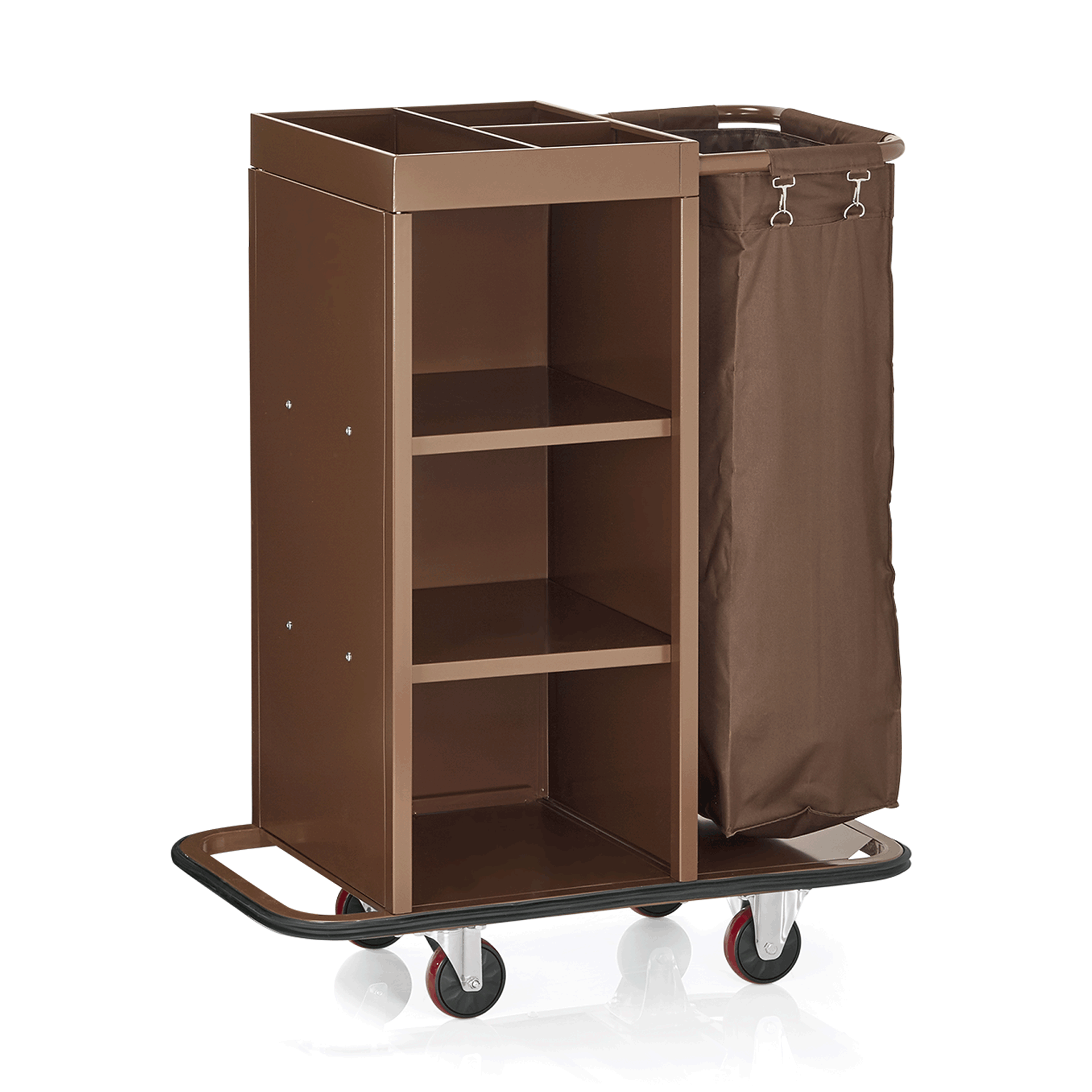Zimmerservicewagen, 85 x 45 x 106 cm, braun, Stahl, Polyesterfaserstoff 