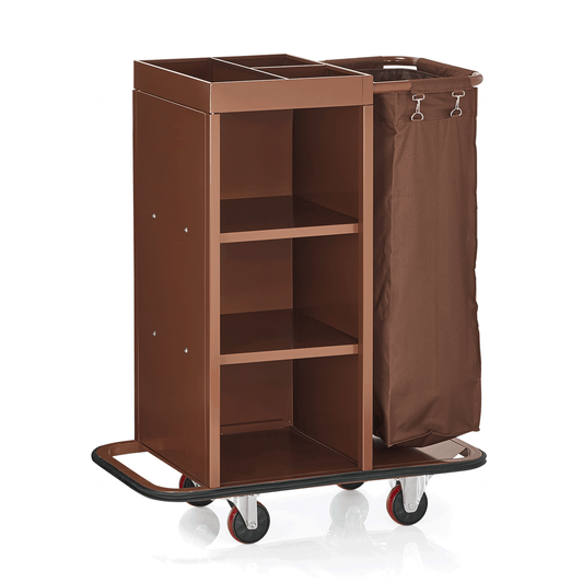 Zimmerservicewagen, 85 x 45 x 106 cm, braun, Stahl, Polyesterfaserstoff 