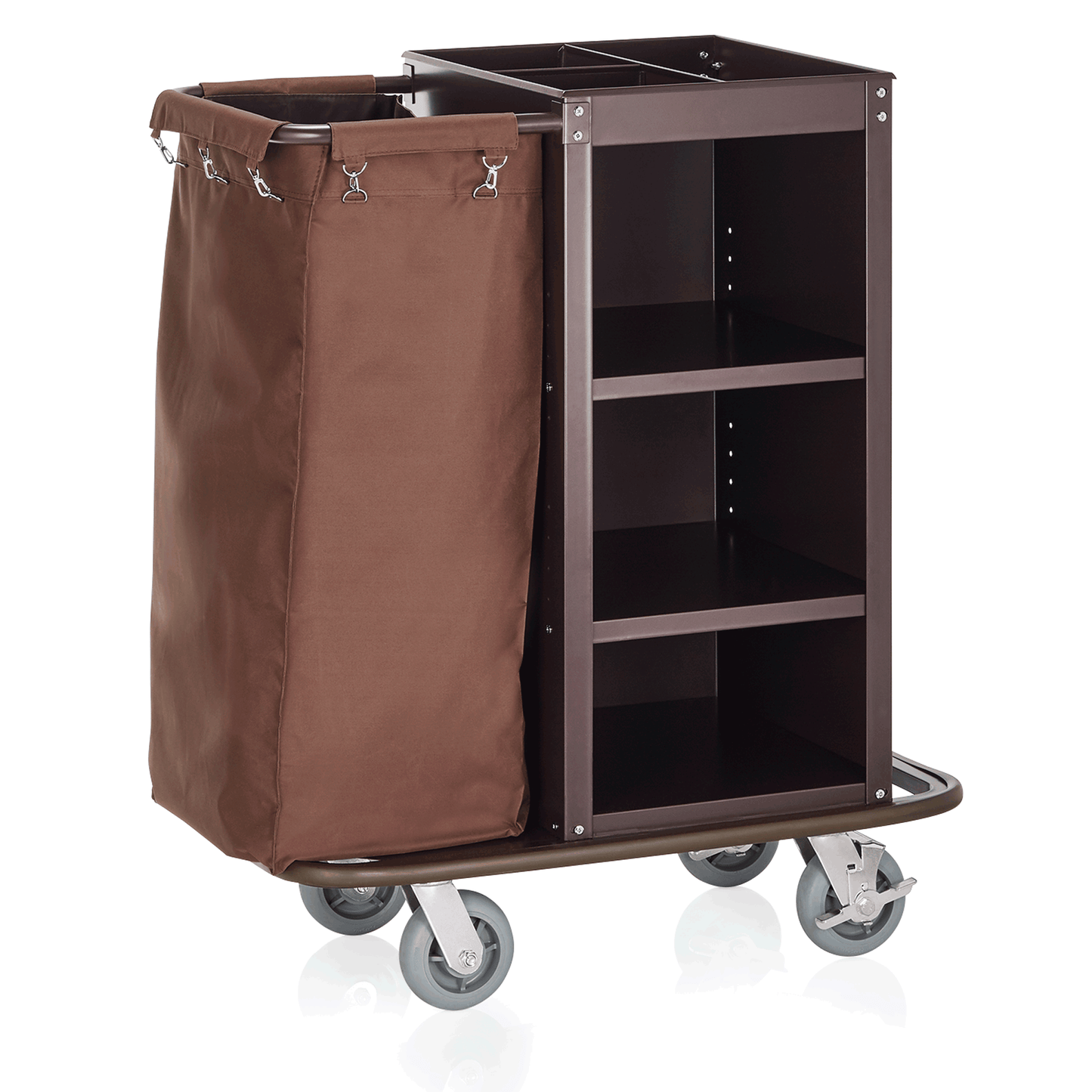 Zimmerservicewagen, 95 x 57 x 114 cm, braun, Stahl, Polyesterfaserstoff 