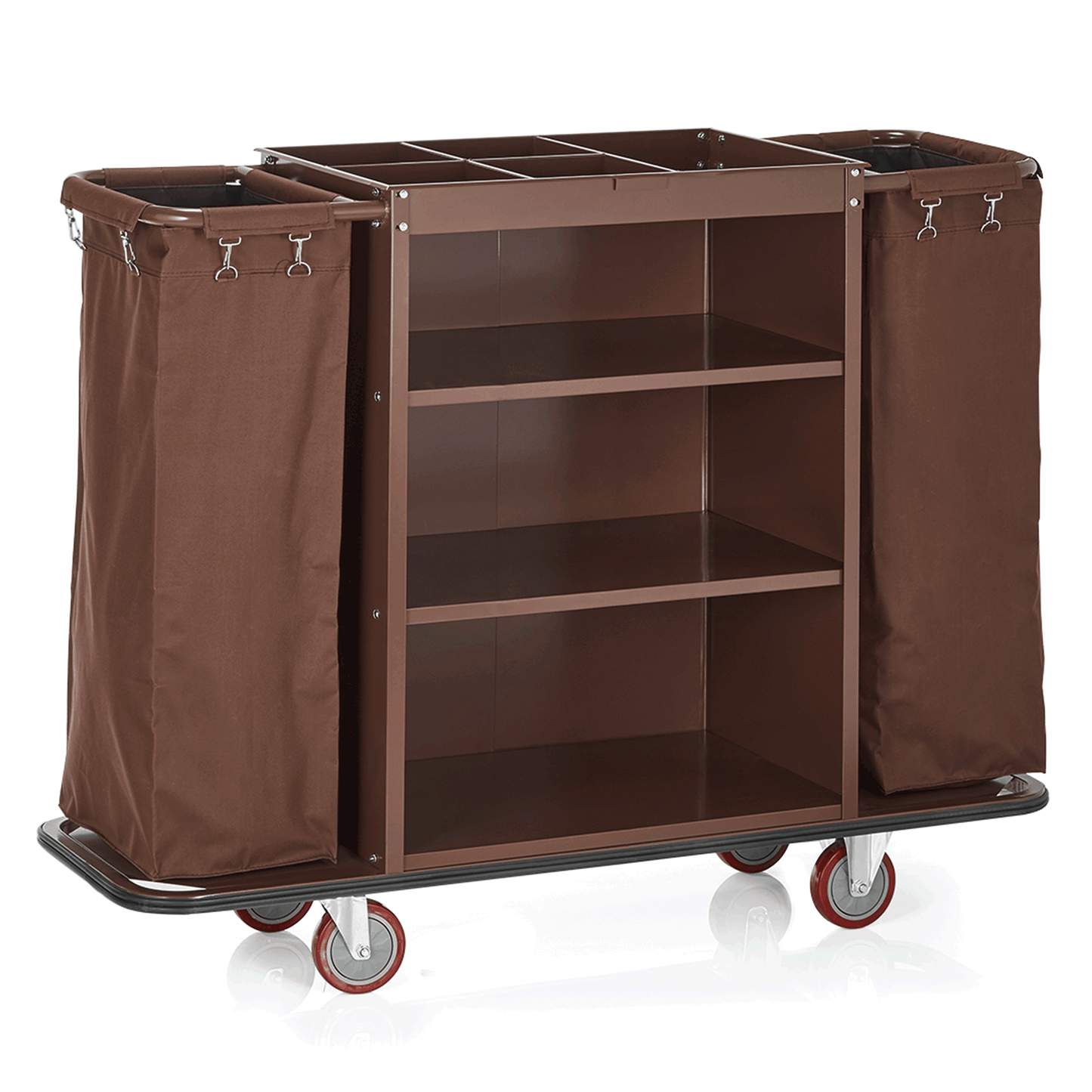 Zimmerservicewagen, 140 x 47 x 108 cm, braun, Stahl, Pulverbeschichtet, Polyesterfaserstoff, Holz 