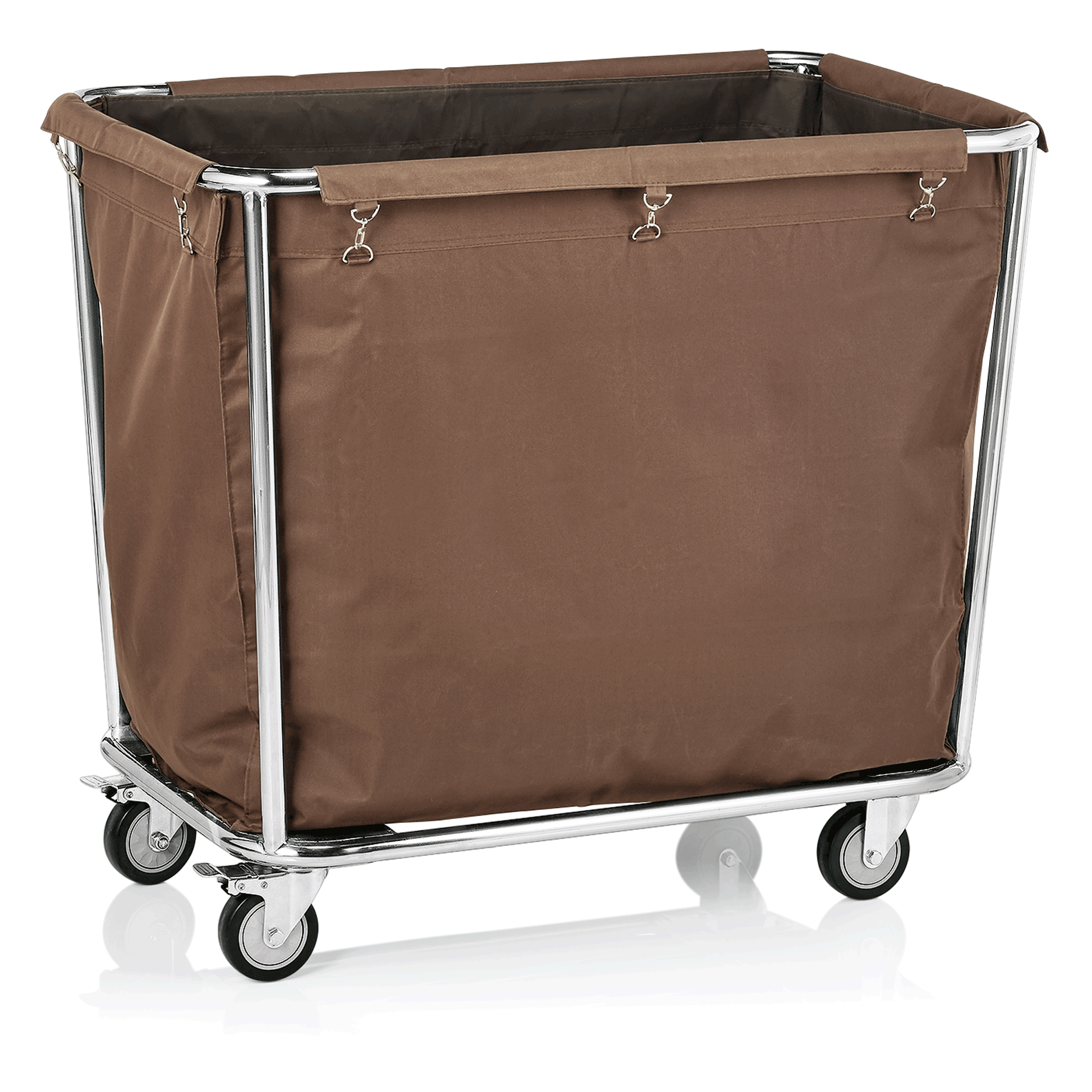 Wäschewagen, 95 x 60 x 85 cm, beige, Chromnickelstahl, Polyesterfaserstoff 