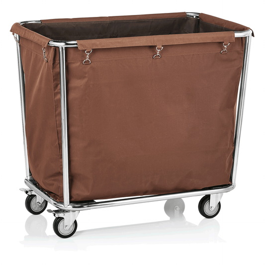 Wäschewagen, 95 x 60 x 85 cm, beige, Chromnickelstahl, Polyesterfaserstoff 