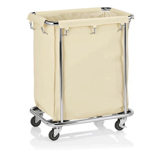 Wäschewagen, 65 x 45 x 84 cm,weiß, Edelstahl, verchromt, Nylon 