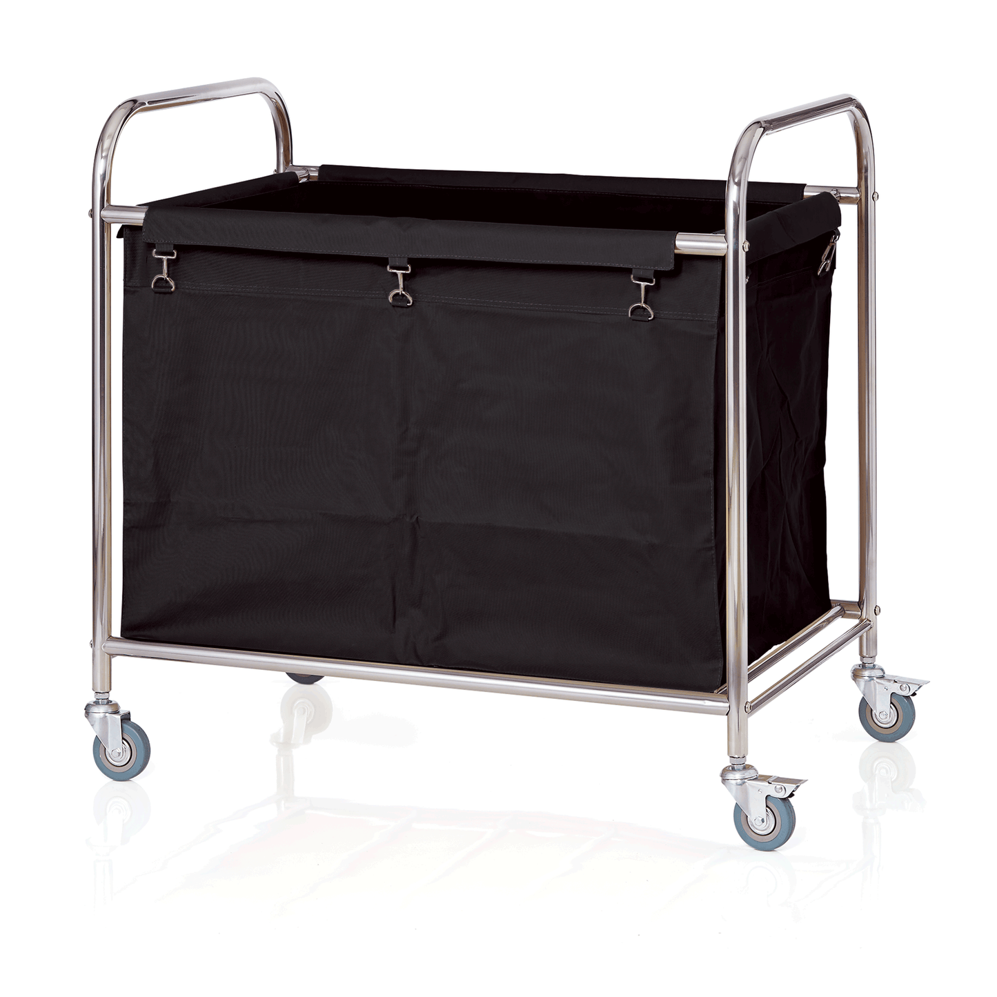 Wäschewagen, 90 x 55 x 90 cm, schwarz, Edelstahl, verchromt, Nylon 