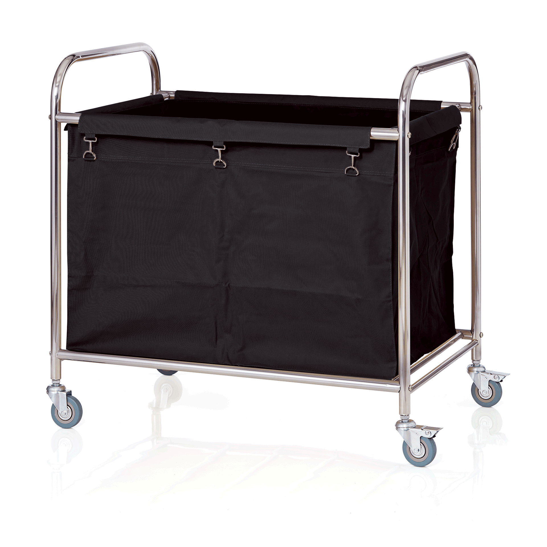 Wäschewagen, 90 x 55 x 90 cm, schwarz, Edelstahl, verchromt, Nylon 