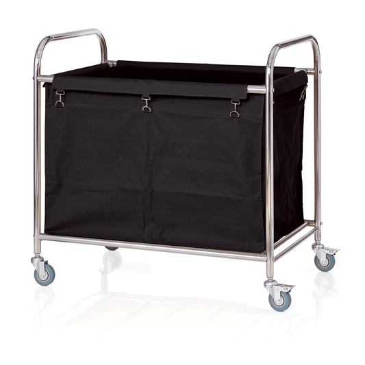 Wäschewagen, 90 x 55 x 90 cm, schwarz, Edelstahl, verchromt, Nylon 