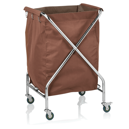 Wäschewagen, 60 x 60 x 100 cm, beige, Chromnickelstahl, Polyesterfaserstoff 