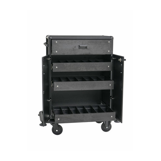 Minibar Servicetrolley, 87 x 48 x 130 cm, Aluminium, HPL, ABS-Kunststoff 
