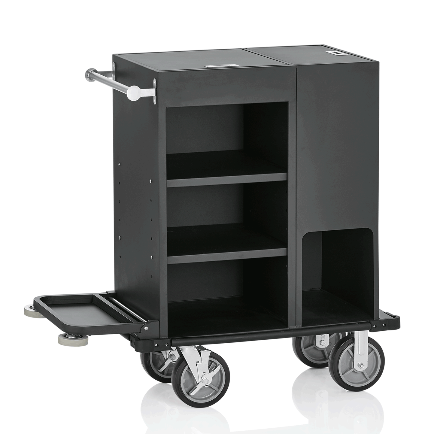 Zimmerservicewagen, 93 x 50 x 117 cm, schwarz, Aluminium, Pulverbeschichtet 