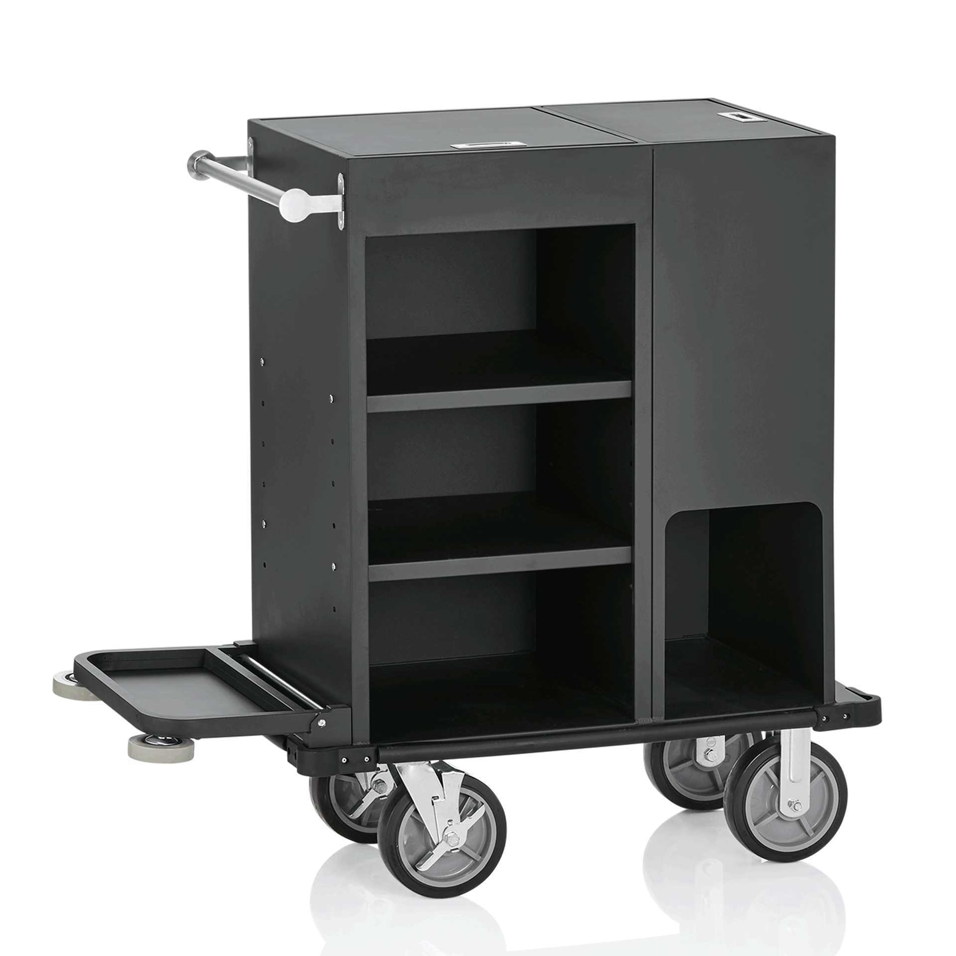 Zimmerservicewagen, 93 x 50 x 117 cm, schwarz, Aluminium, Pulverbeschichtet 