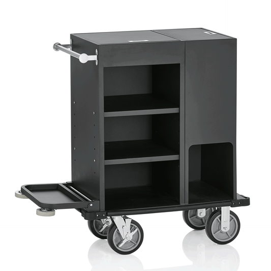 Zimmerservicewagen, 93 x 50 x 117 cm, schwarz, Aluminium, Pulverbeschichtet 