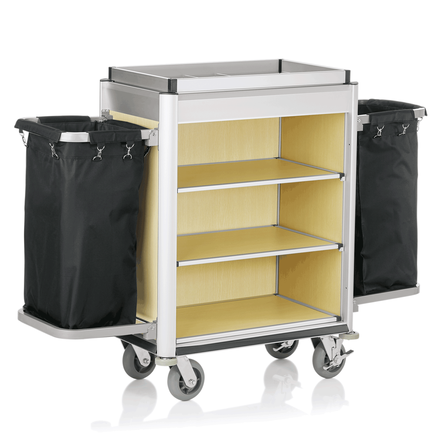 Zimmerservicewagen Isabella, 155 x 55 x 116 cm, helle Kanten, helle Holzoptik, Aluminium, MDF, Polyesterfaserstoff