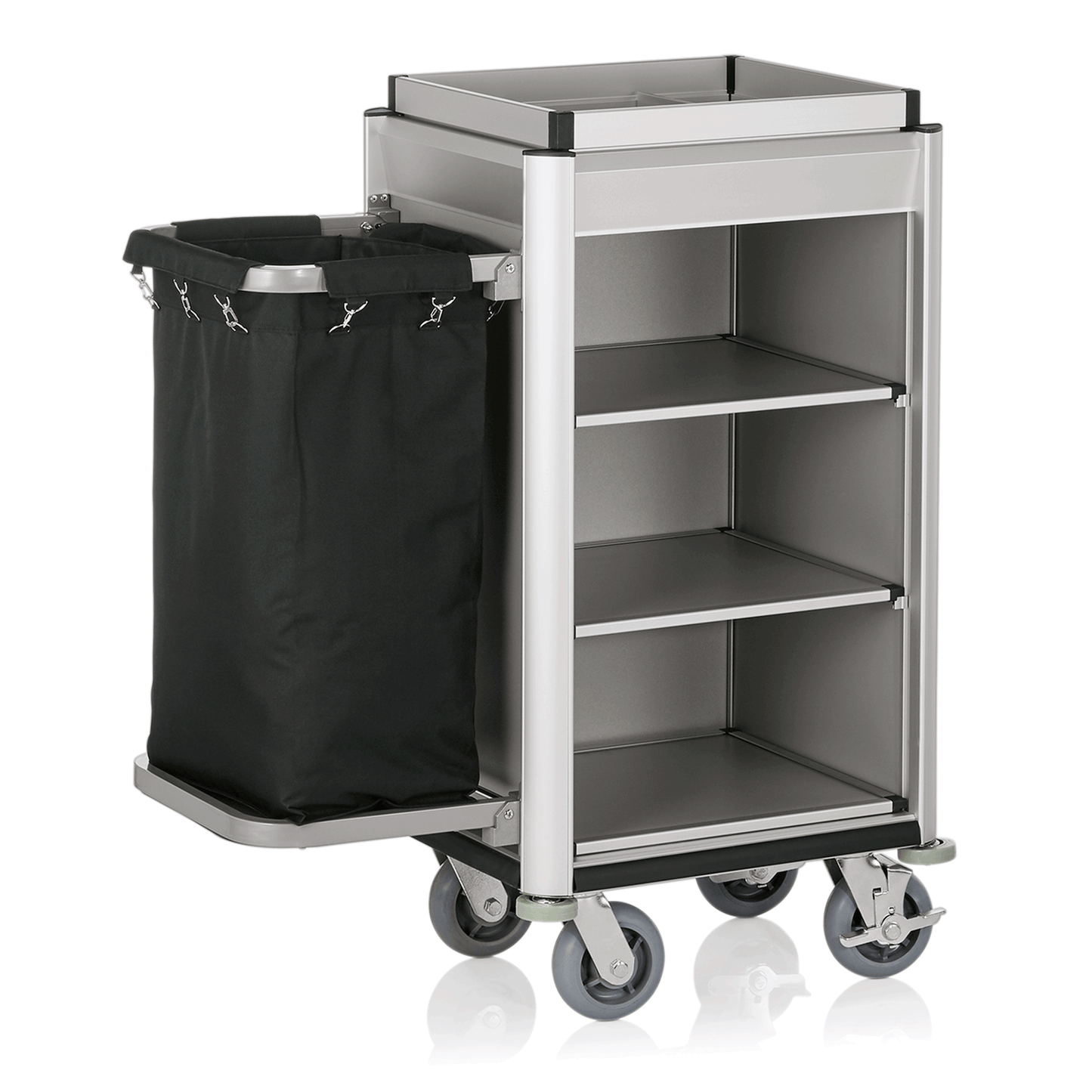Zimmerservicewagen Isabella, 95 x 55 x 116 cm, helle Kanten, Aluminium, MDF 