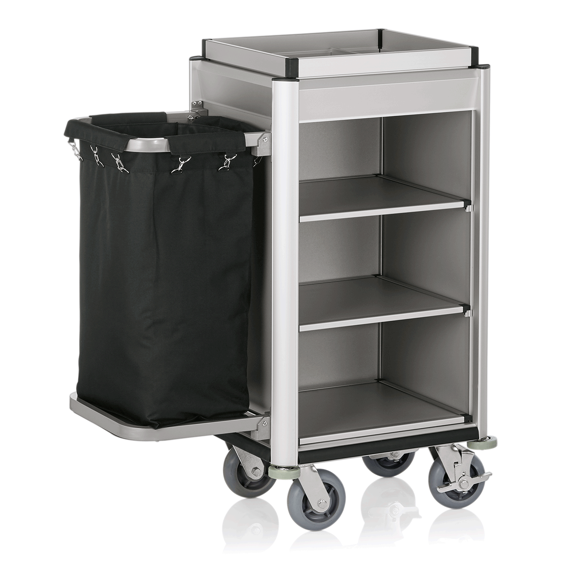 Zimmerservicewagen Isabella, 95 x 55 x 116 cm, helle Kanten, Aluminium, MDF 
