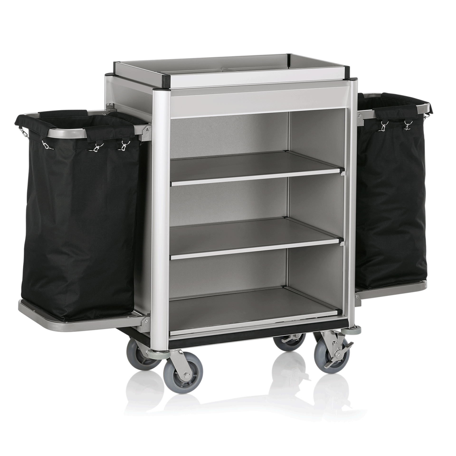 Zimmerservicewagen Isabella, 155 x 55 x 116 cm, helle Kanten, Aluminium, MDF 