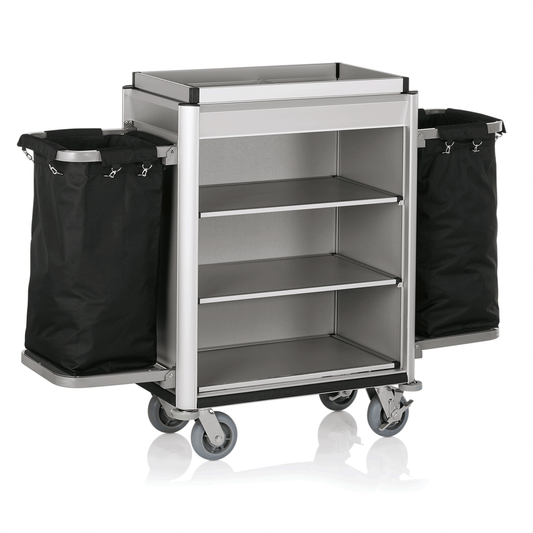 Zimmerservicewagen Isabella, 155 x 55 x 116 cm, helle Kanten, Aluminium, MDF 