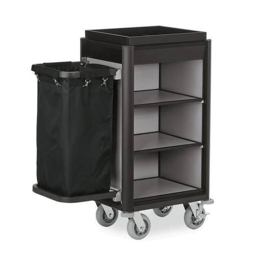 Zimmerservicewagen Isabella, 95 x 55 x 116 cm, dunkle Kanten, Aluminium, MDF 