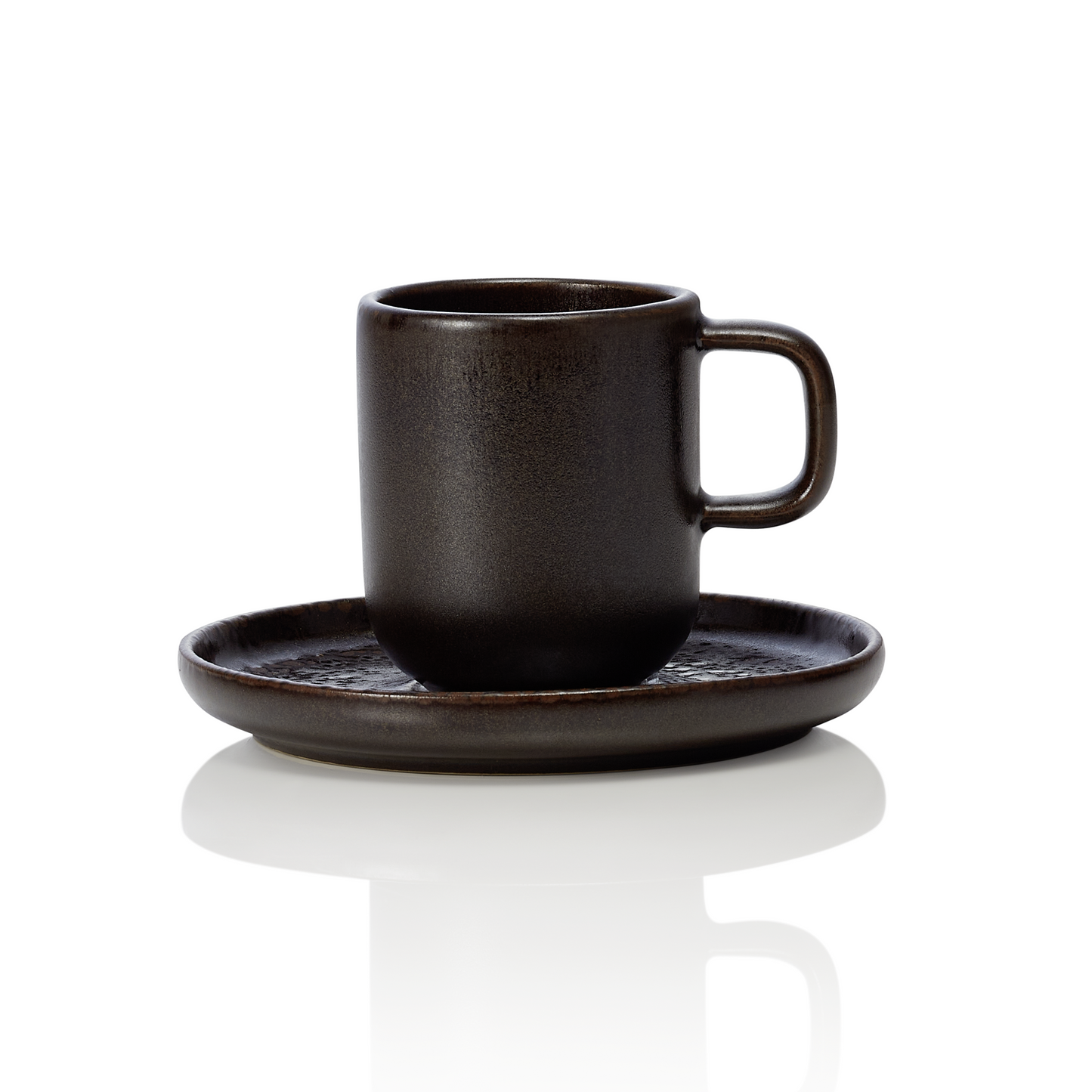 Espresso- und Untertasse ROCKZZERO, 90 ml, Set á 6 Stück, one metallic brown, Steinzeug 