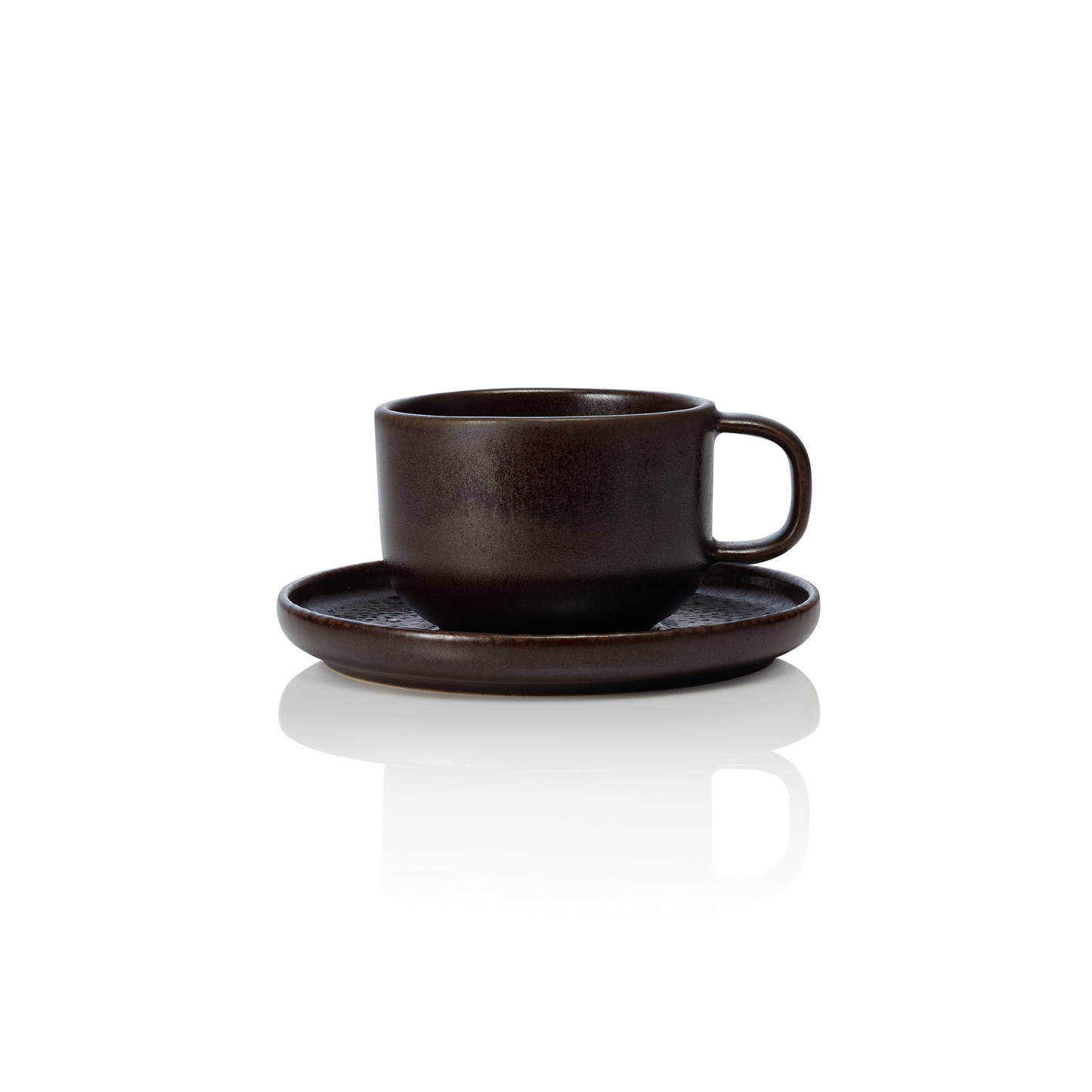 Ober- und Untertasse ROCKZZERO, 220 ml, Set á 6 Stück, one metallic brown, Steinzeug 