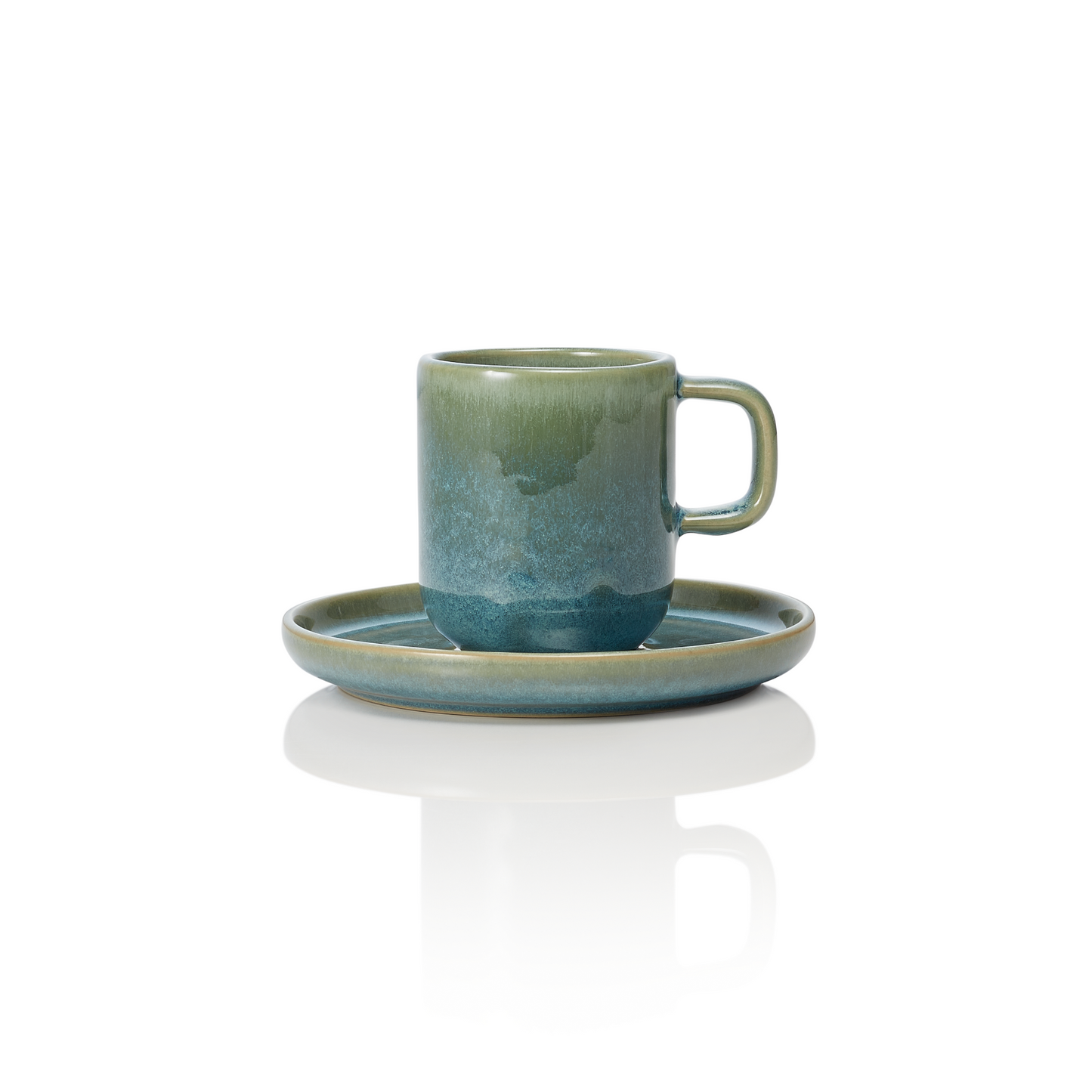 Espresso- und Untertasse Set ROCKZZERO ONE MYRTLE GREEN, 90 ml., Set á 6 Stück, myrtle green, Steinzeug