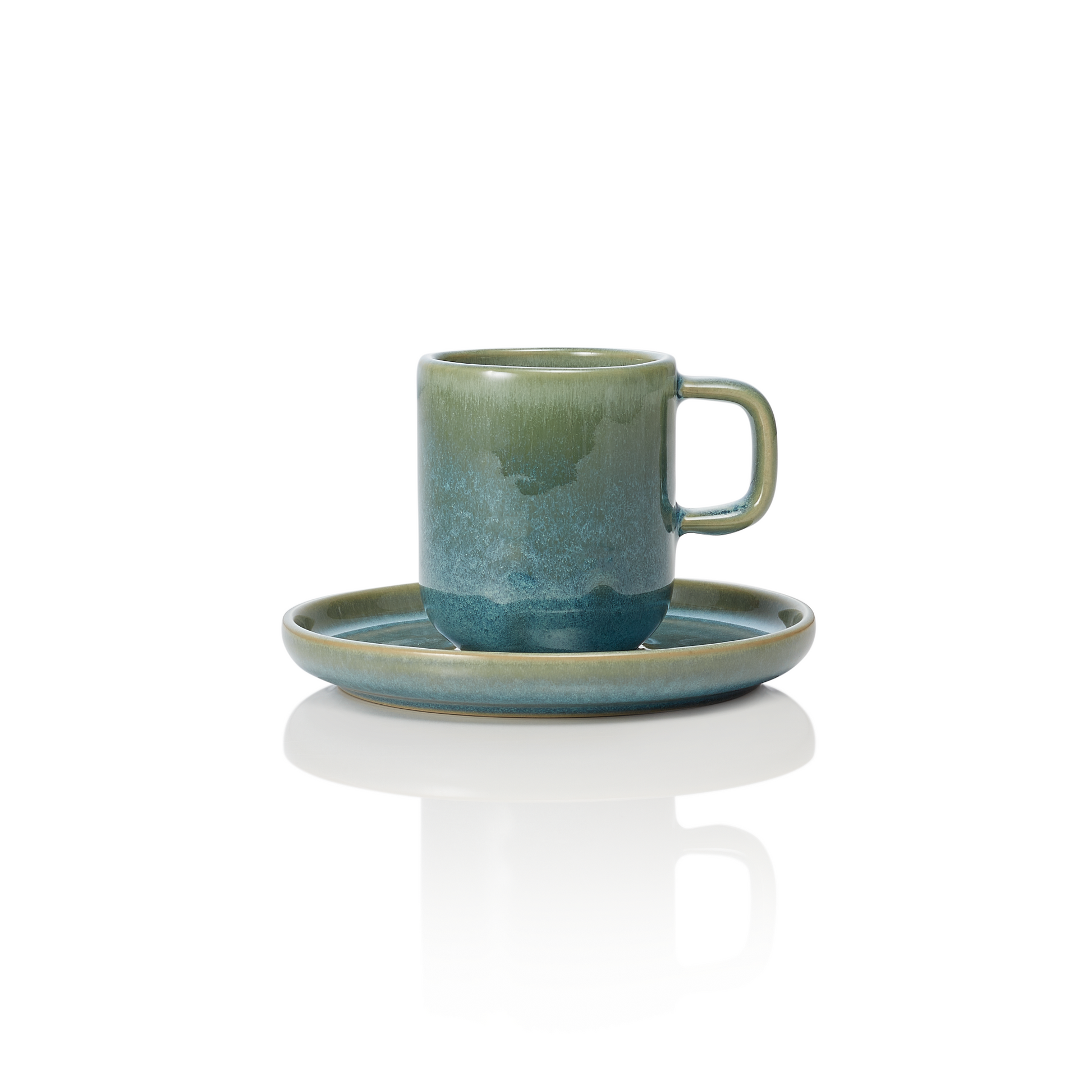 Espresso- und Untertasse Set ROCKZZERO ONE MYRTLE GREEN, 90 ml., Set á 6 Stück, myrtle green, Steinzeug