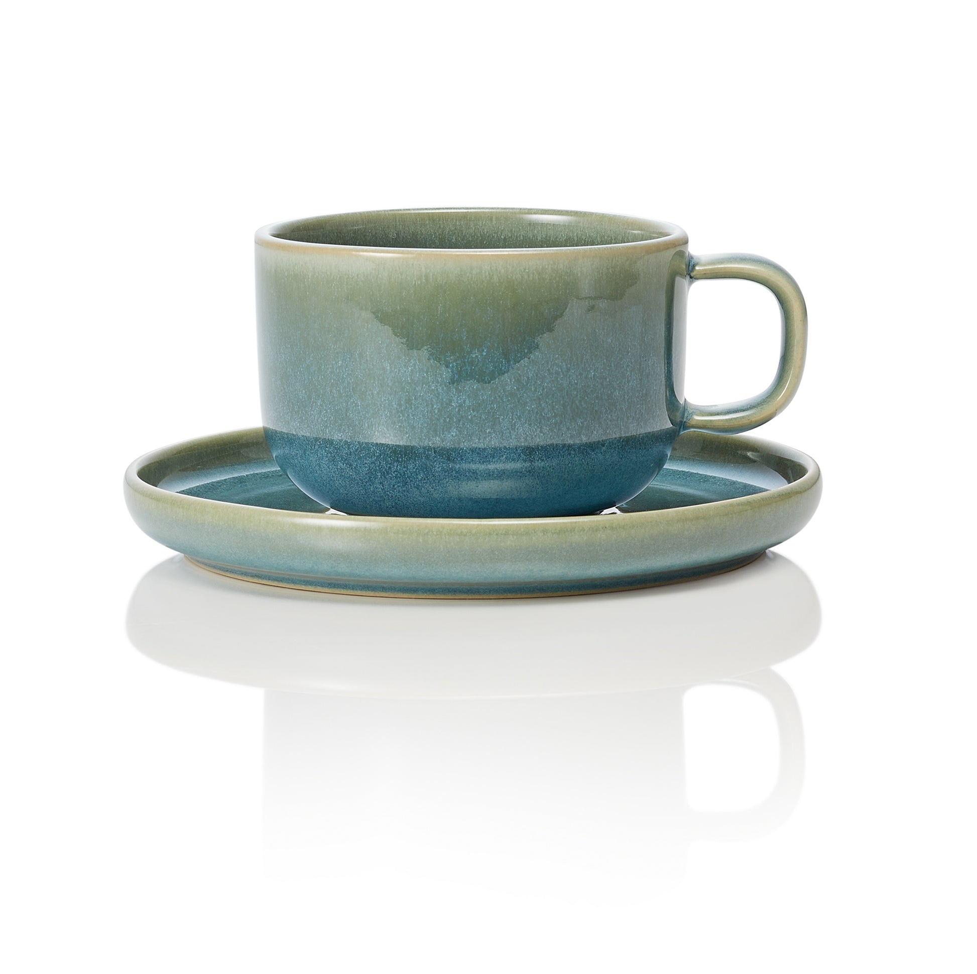 Ober- und Untertasse Set ROCKZZERO ONE MYRTLE GREEN, 220 ml, Set á 6 Stück, myrtle green, Steinzeug 