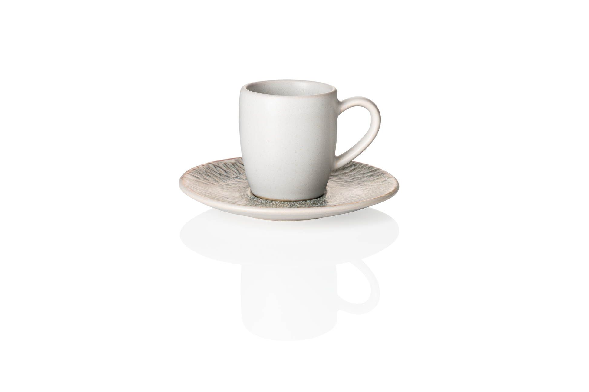 Espresso- und Untertasse Set ROCKZZERO, 80 ml, Set á 6 Stück, coupe iris, Steinzeug 
