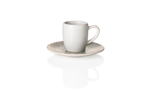 Espresso- und Untertasse Set ROCKZZERO, 80 ml, Set á 6 Stück, coupe iris, Steinzeug 