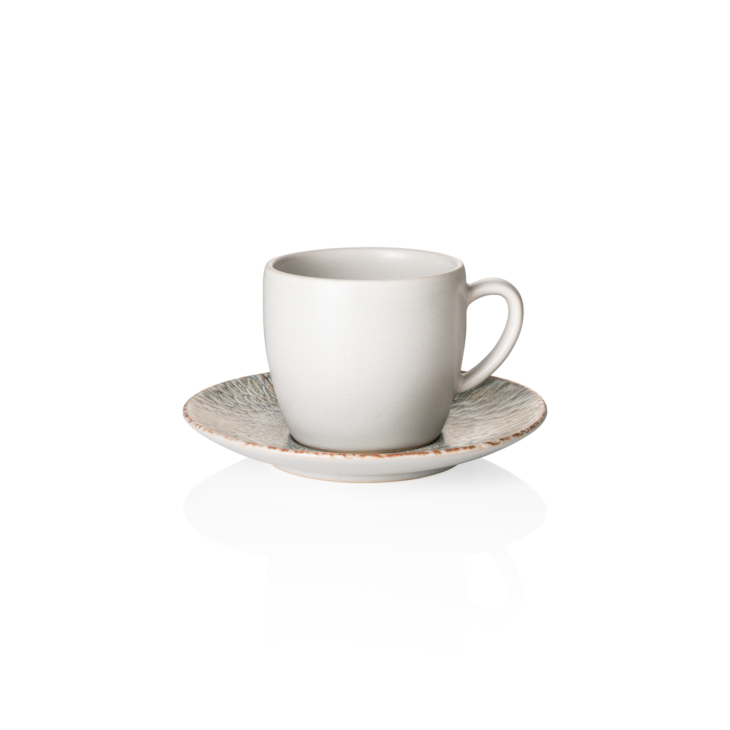 Ober- und Untertasse Set ROCKZZERO, 220 ml, Set á 6 Stück, coupe iris, Steinzeug 