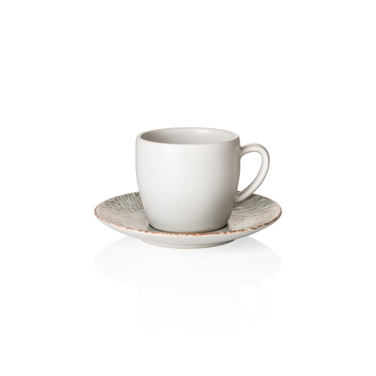 Ober- und Untertasse Set ROCKZZERO, 220 ml, Set á 6 Stück, coupe iris, Steinzeug 