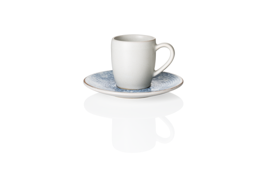 Espresso- und Untertasse Set ROCKZZERO, 80 ml, Set á 6 Stück, coupe arctic, Steinzeug 