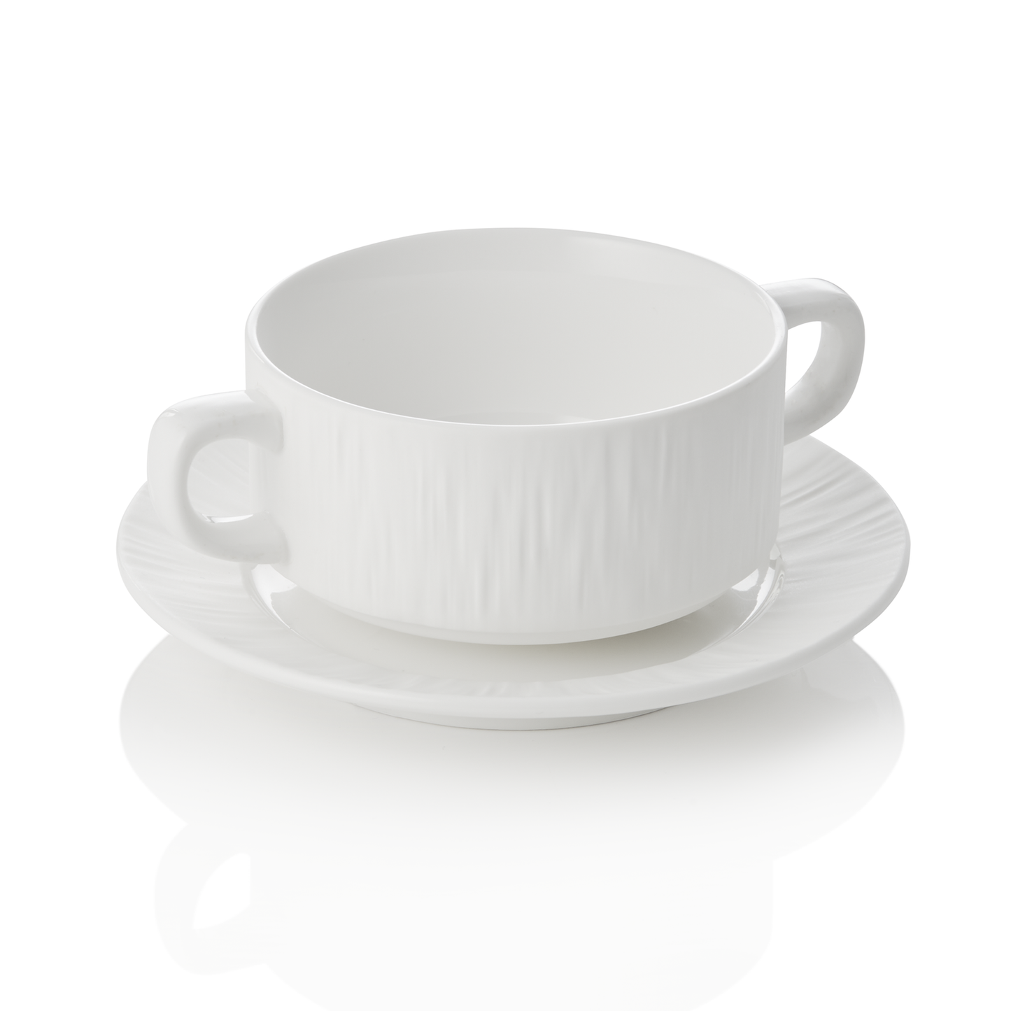 Suppentasse mit Untertasse Set MAYA SHIRO, Ø 10,5 cm, 250 ml, weiß, Set á 4 Stück, Porzellan 