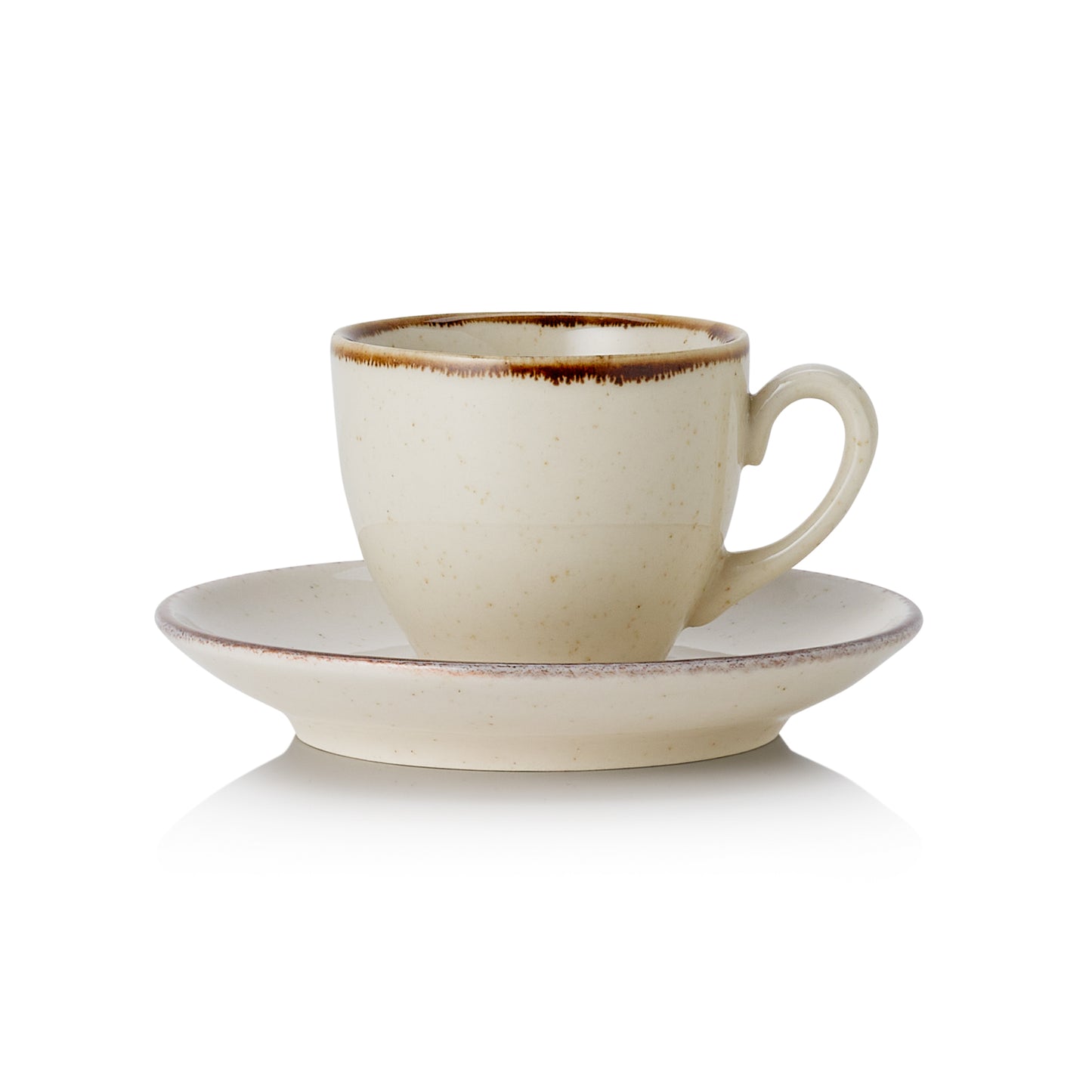 Espresso- und Untertasse Set SMILLA SAND, 90 ml, Set á 6 Stück, sand, Porzellan 