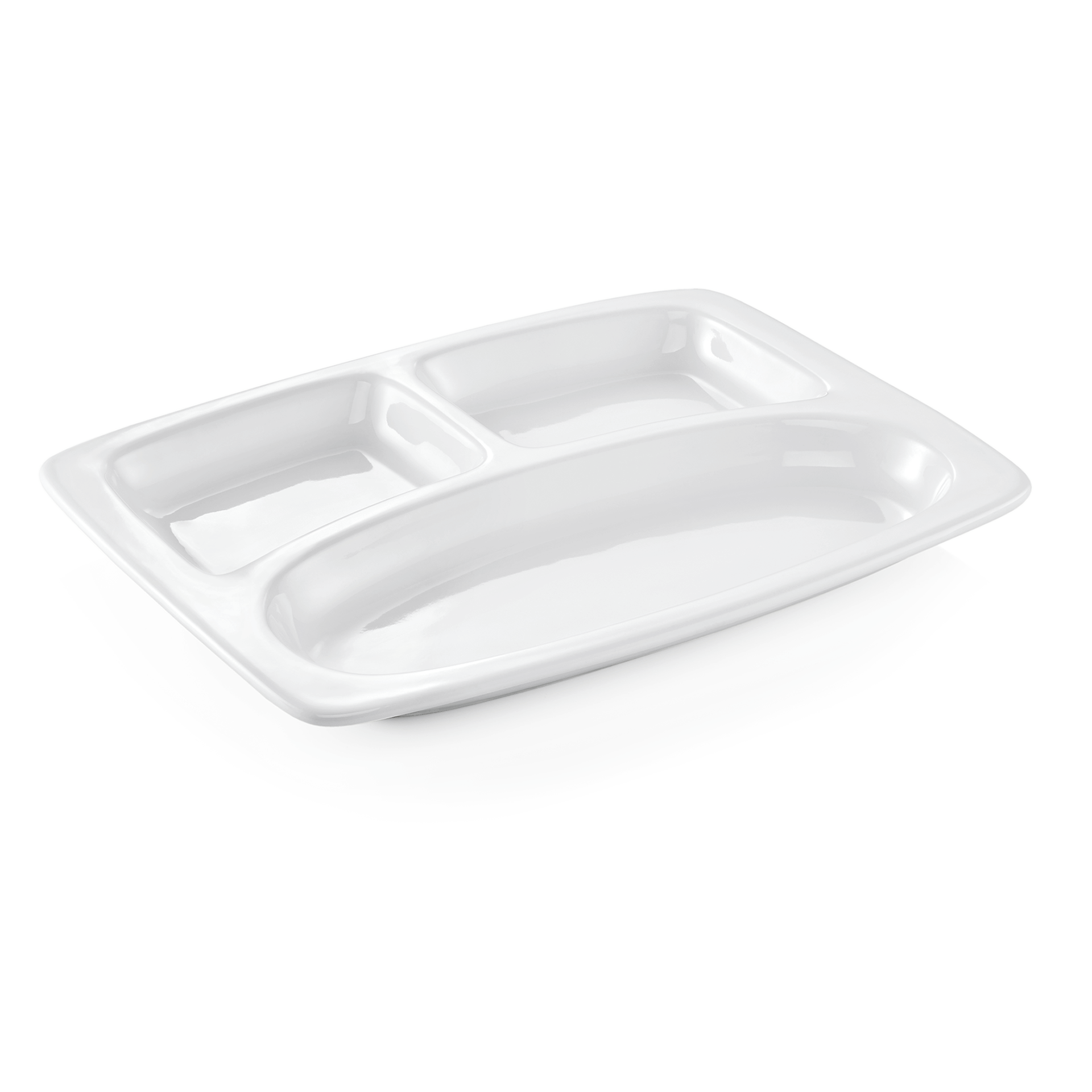 Abteilschale Set, 3-fach Unterteilung, 31 x 23 x 3 cm, Set á 3 Stück, Porzellan  